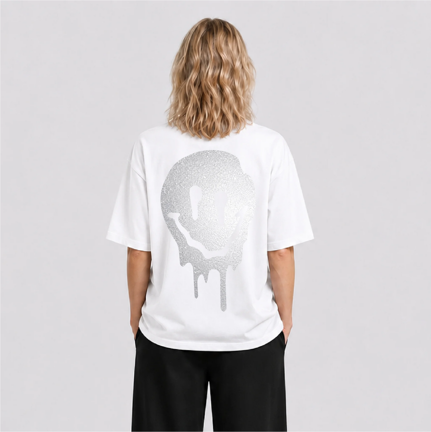 Acid Smile Reflektörlü Oversize Unisex Tişört