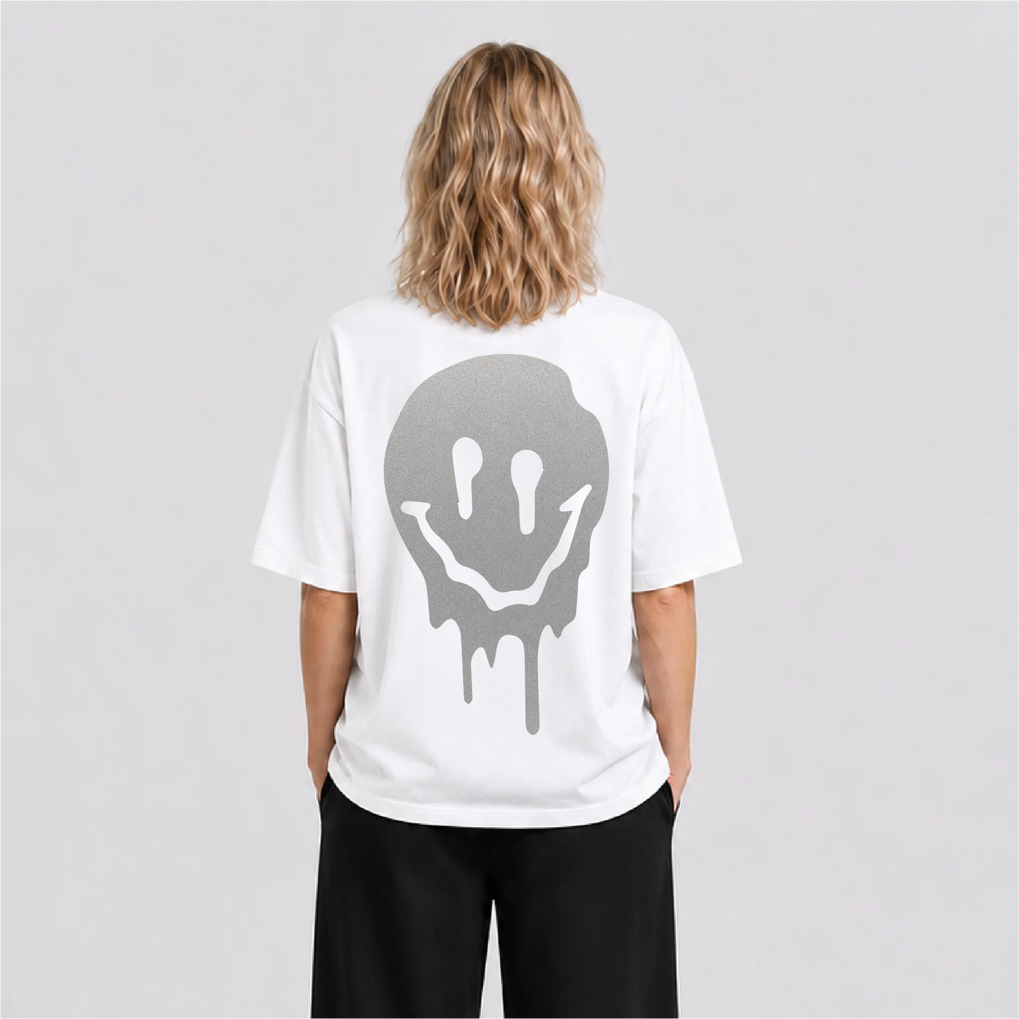 Acid Smile Reflektörlü Oversize Unisex Tişört