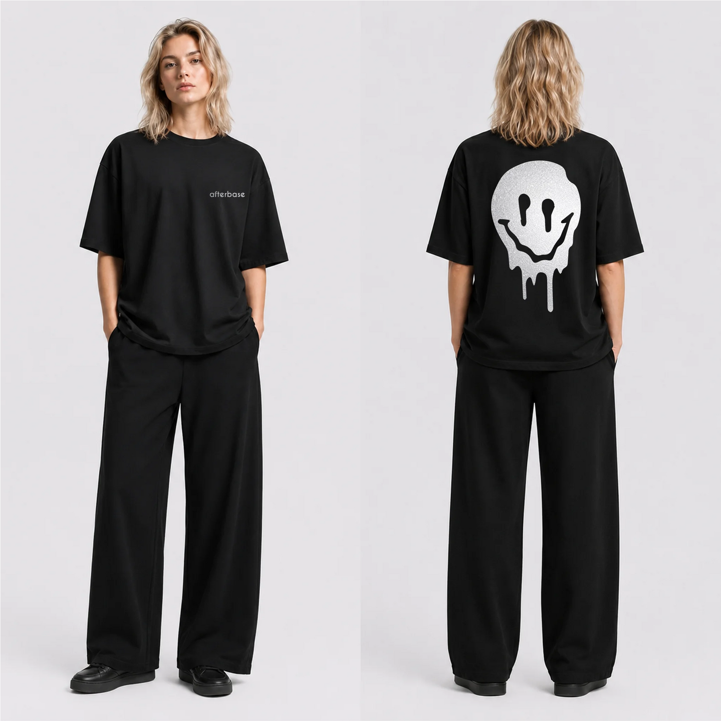 Acid Smile Reflektörlü Oversize Unisex Tişört