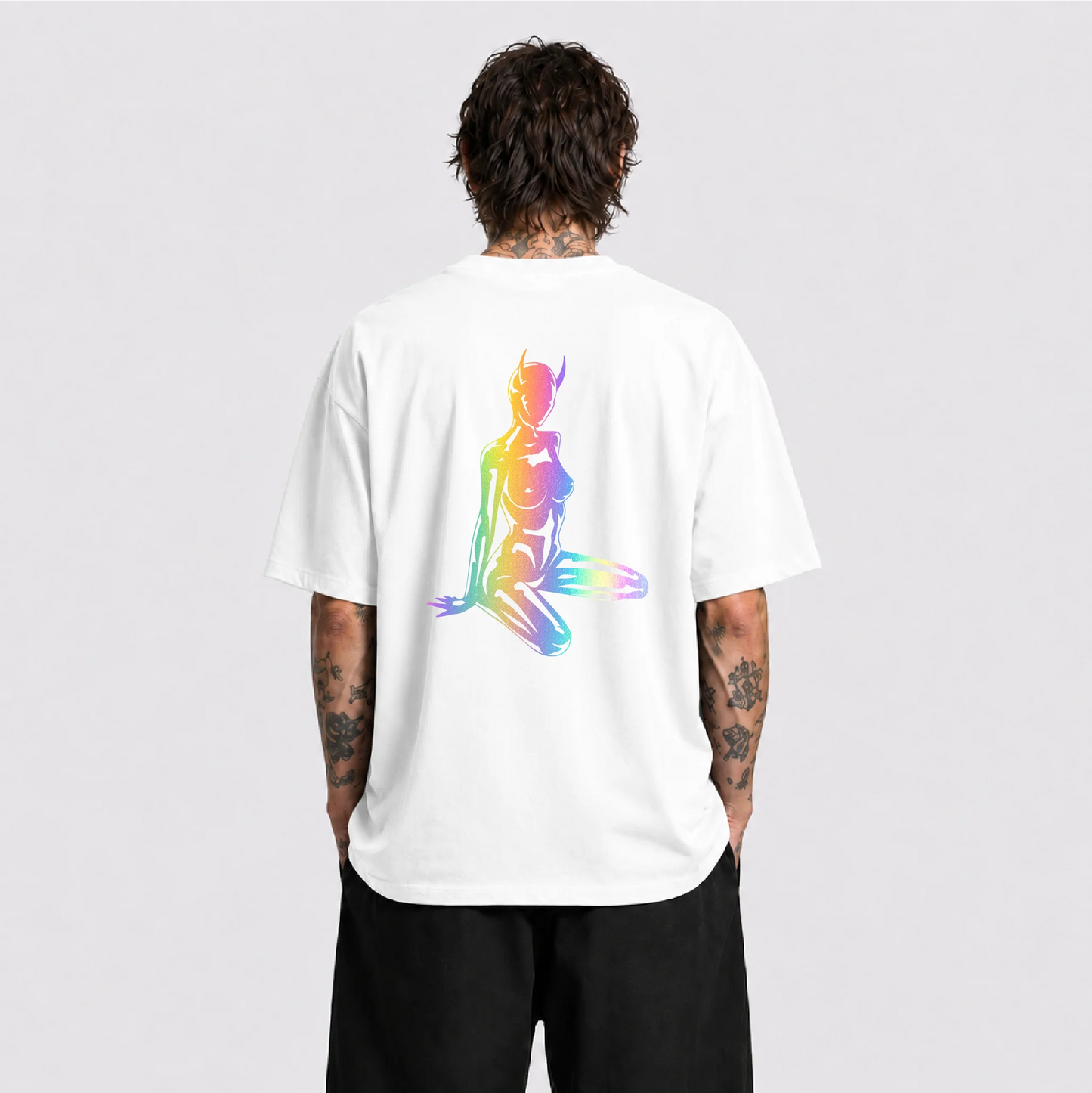 Devil Girl Reflektörlü Oversize Unisex Tişört