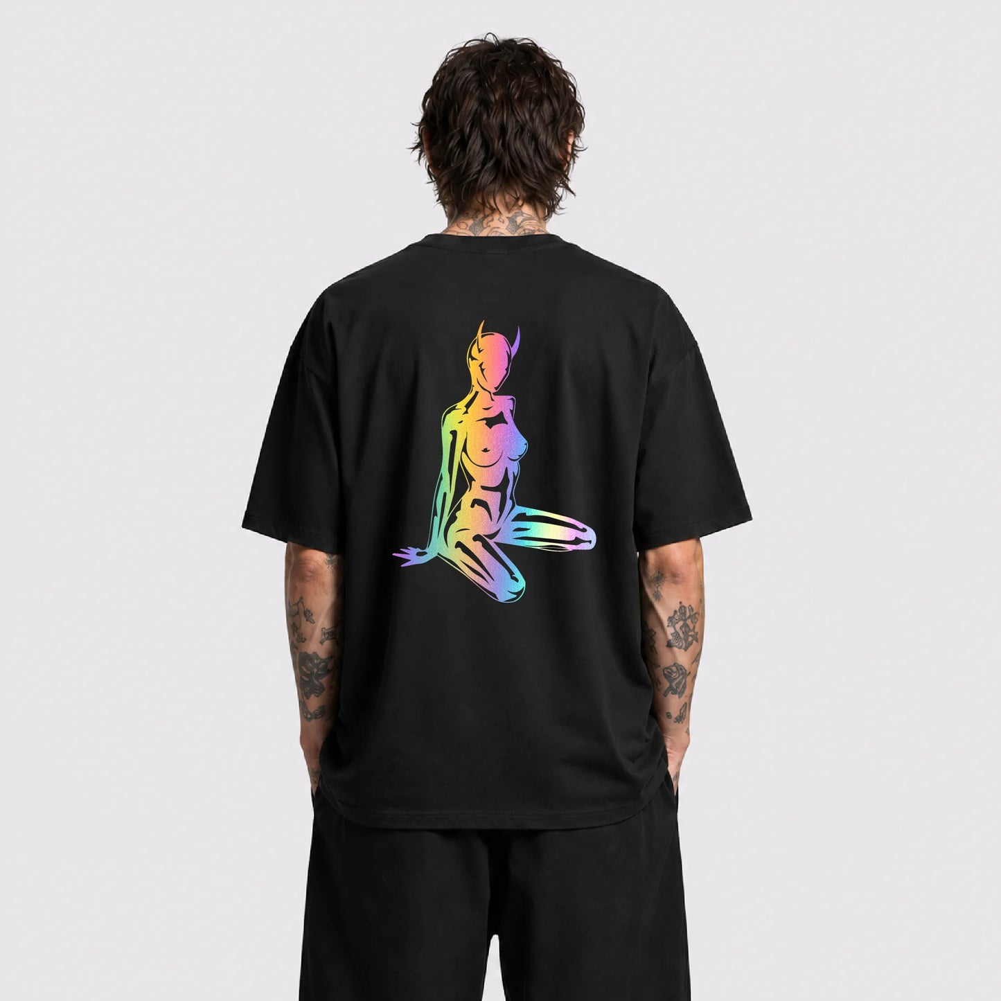 Devil Girl Reflektörlü Oversize Unisex Tişört