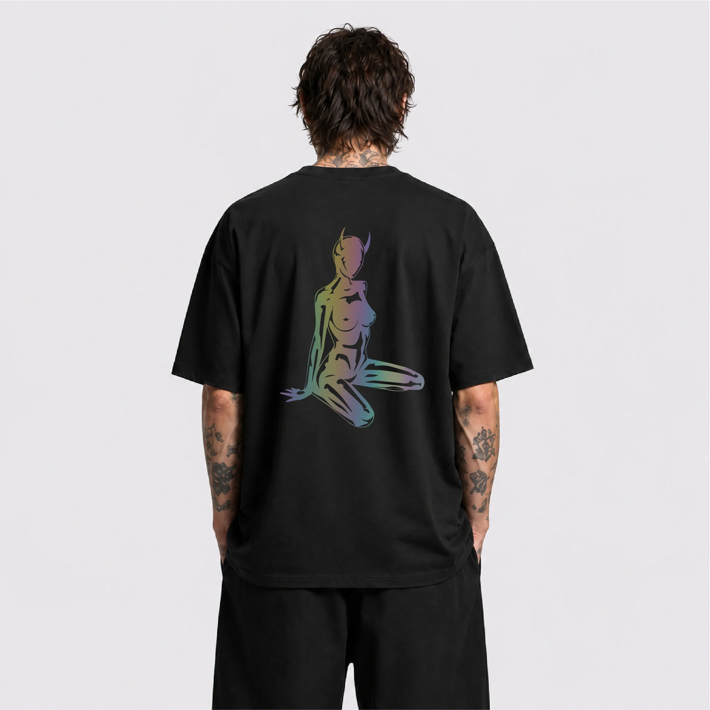 Devil Girl Reflektörlü Oversize Unisex Tişört