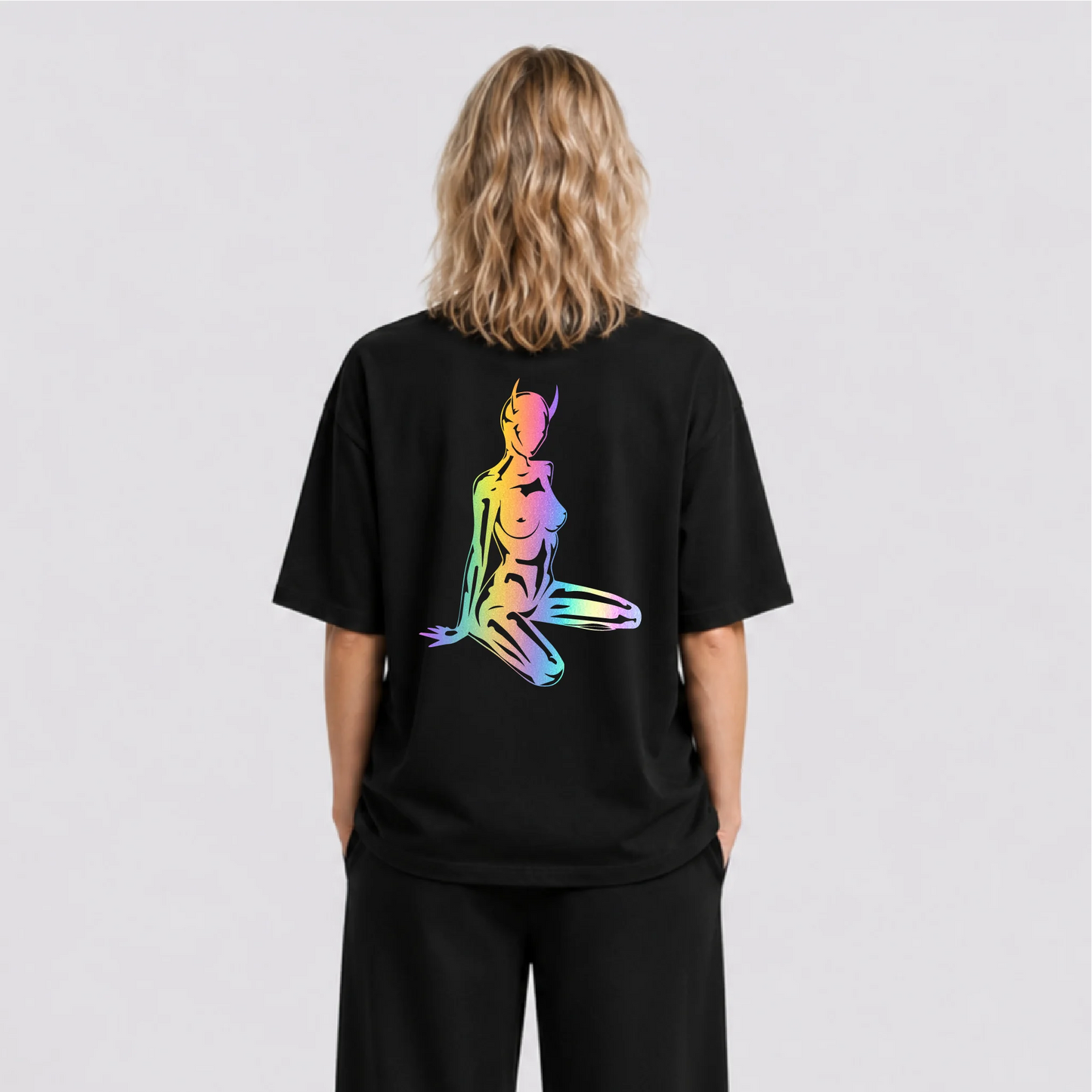 Devil Girl Reflektörlü Oversize Unisex Tişört