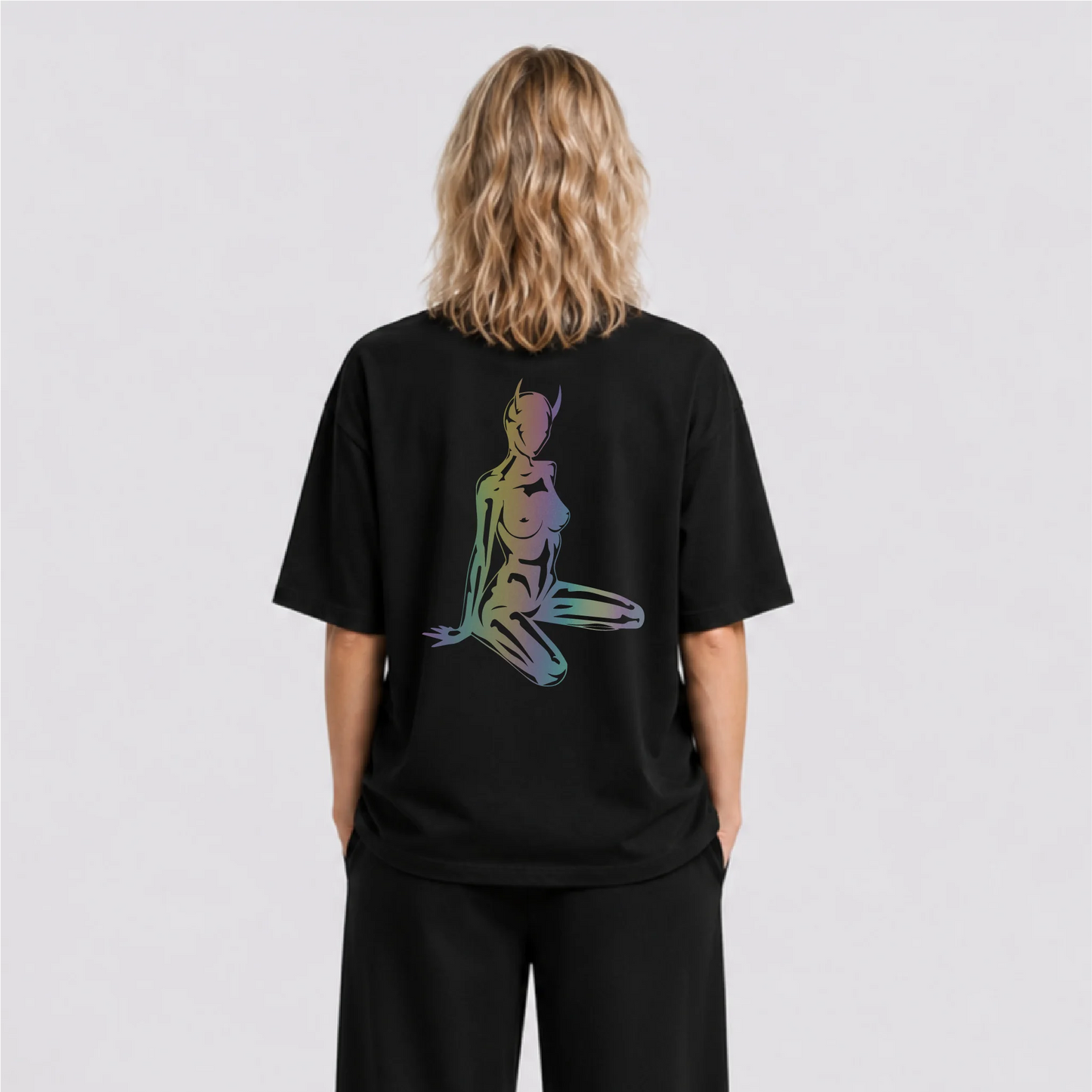 Devil Girl Reflektörlü Oversize Unisex Tişört