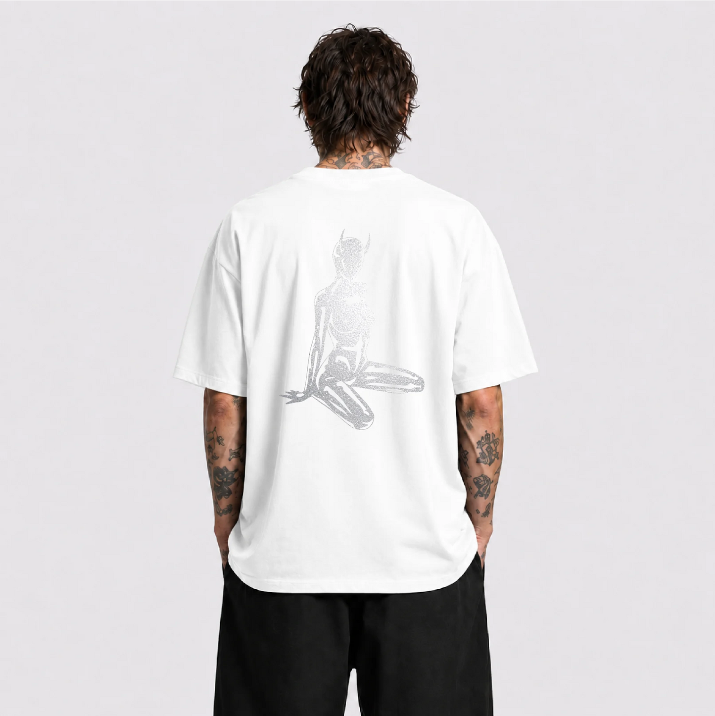 Devil Girl Reflektörlü Oversize Unisex Tişört