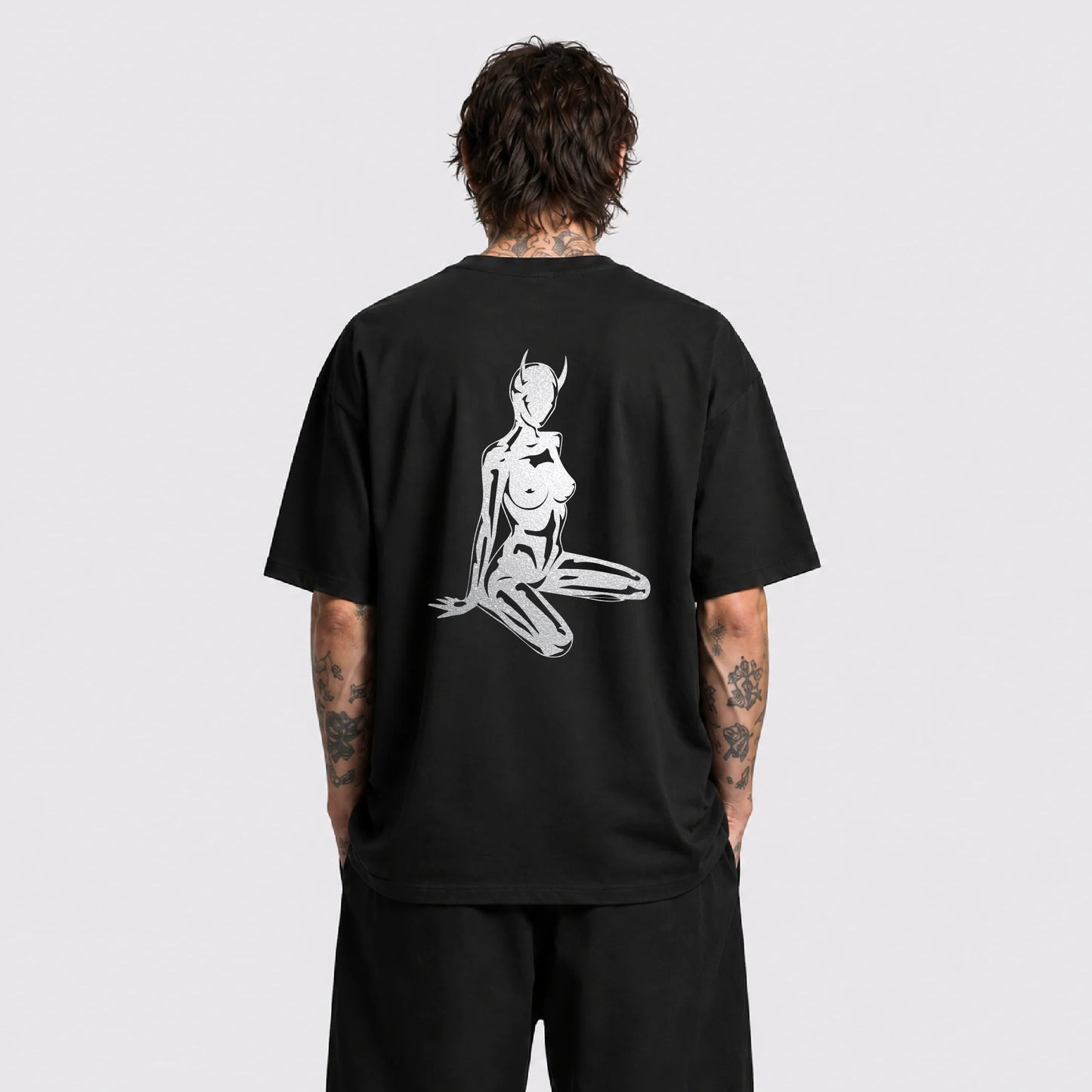 Devil Girl Reflektörlü Oversize Unisex Tişört