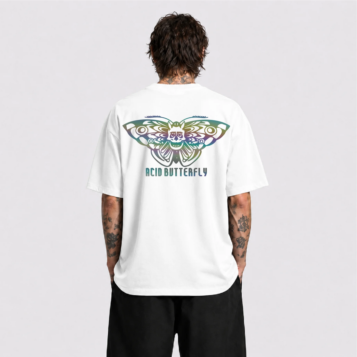 Acid Butterfly Reflektörlü Oversize Unisex Tişört