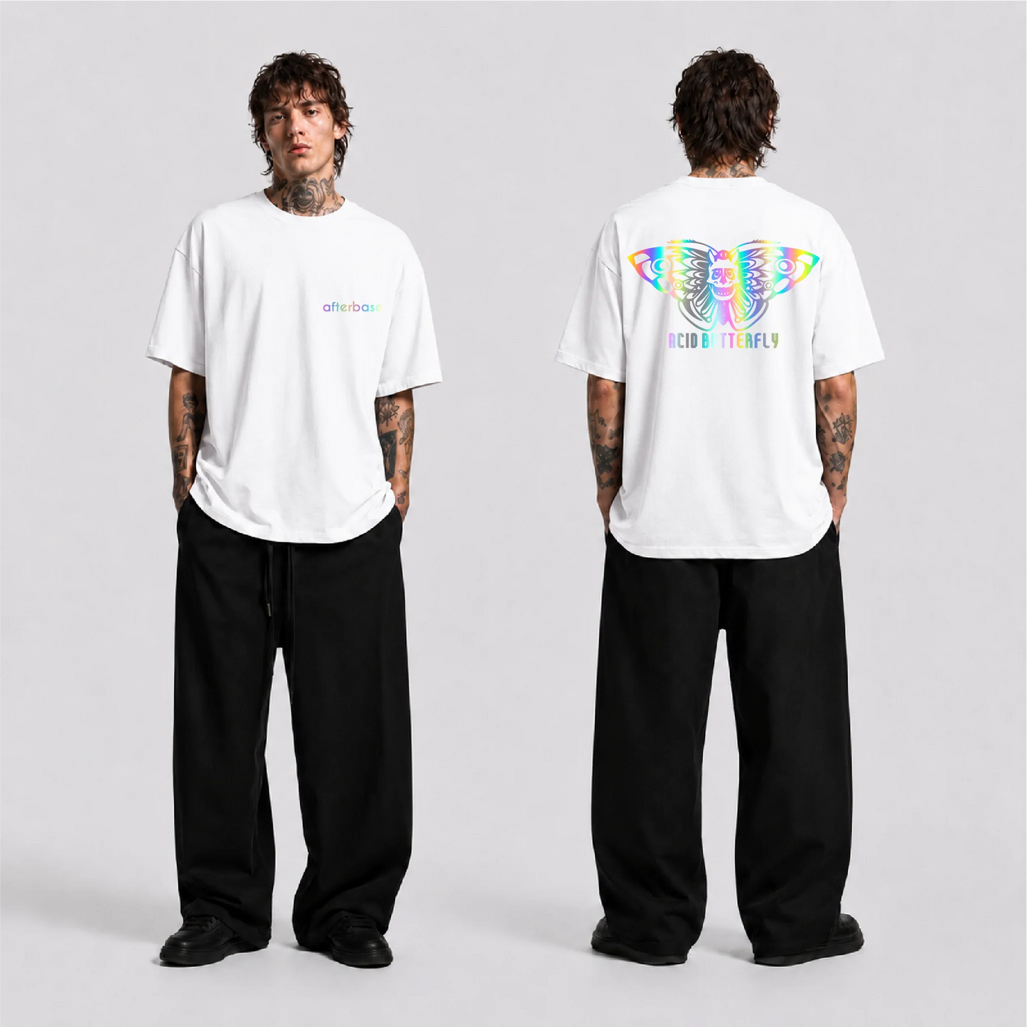 Acid Butterfly Reflektörlü Oversize Unisex Tişört