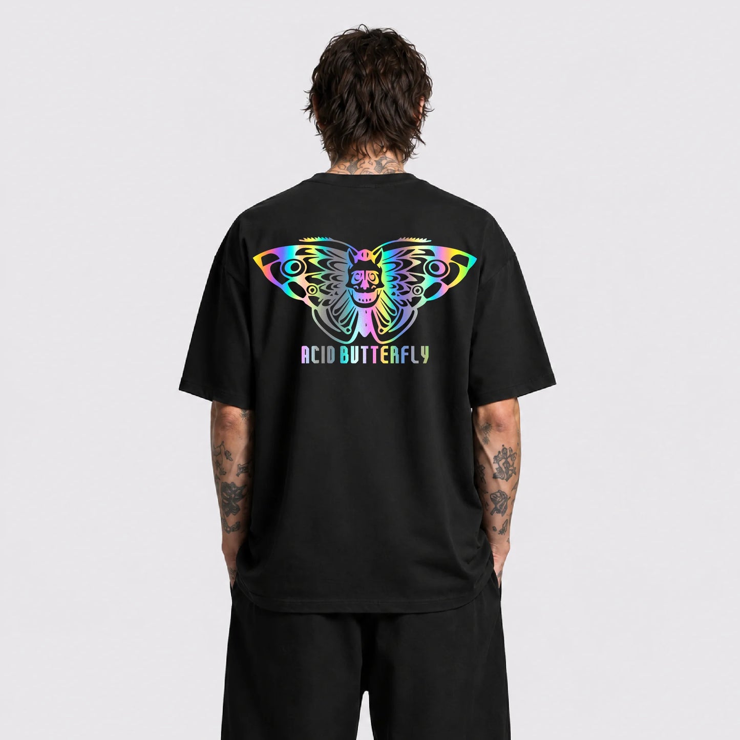 Acid Butterfly Reflektörlü Oversize Unisex Tişört