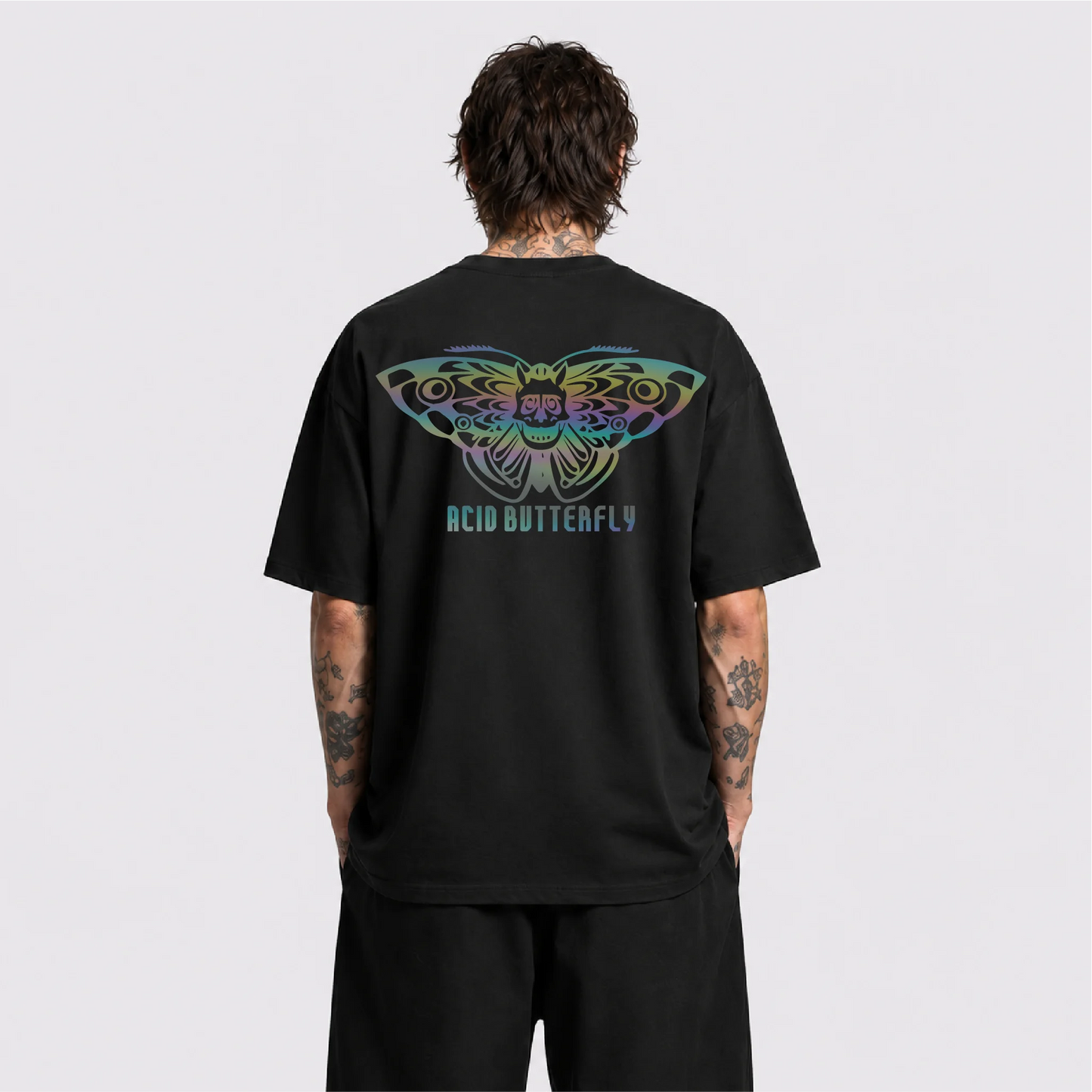 Acid Butterfly Reflektörlü Oversize Unisex Tişört