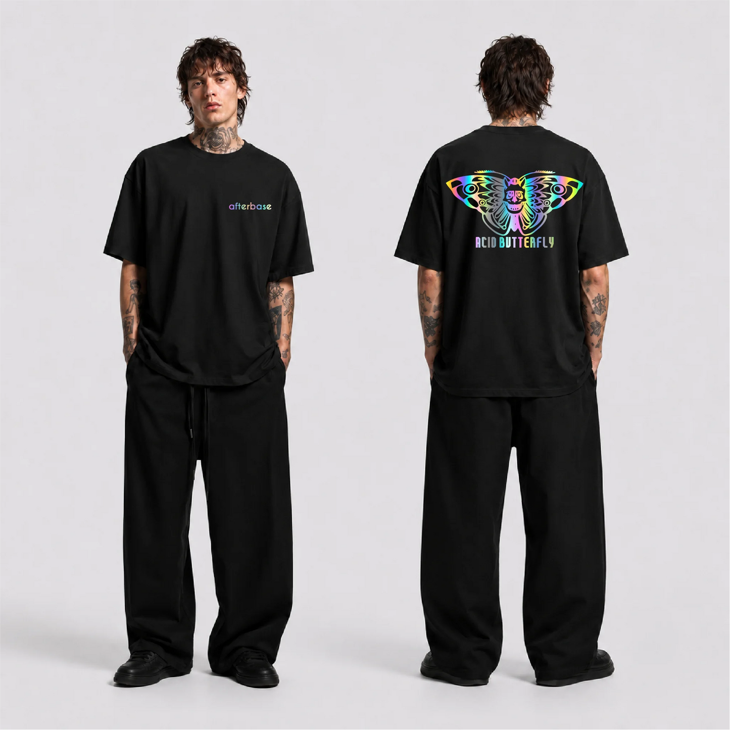 Acid Butterfly Reflektörlü Oversize Unisex Tişört