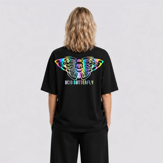Acid Butterfly Reflektörlü Oversize Unisex Tişört
