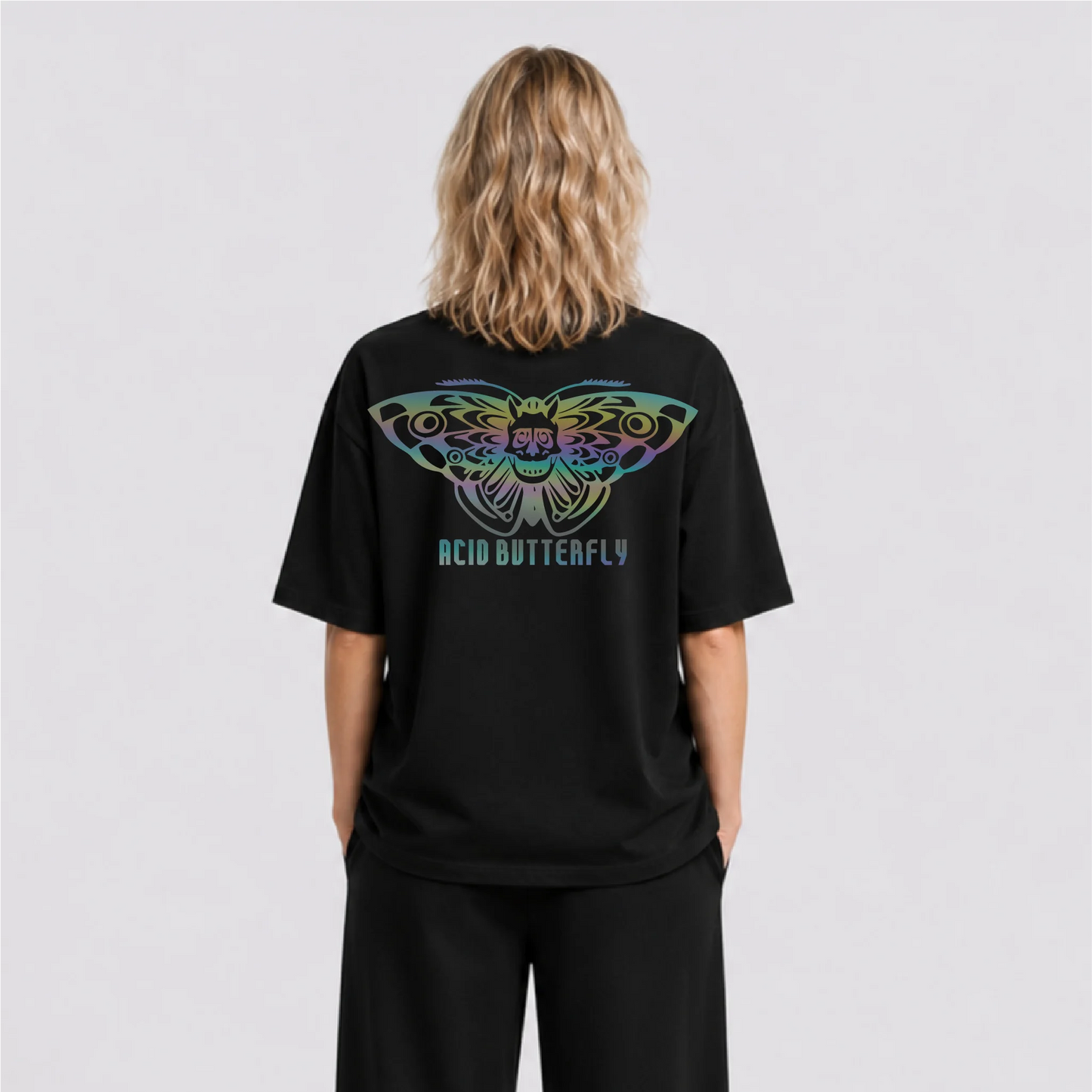 Acid Butterfly Reflektörlü Oversize Unisex Tişört