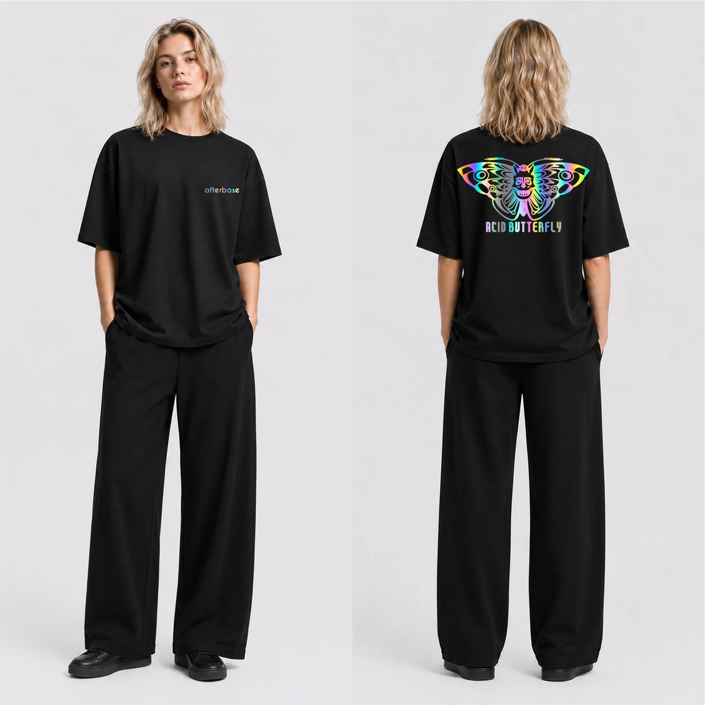 Acid Butterfly Reflektörlü Oversize Unisex Tişört