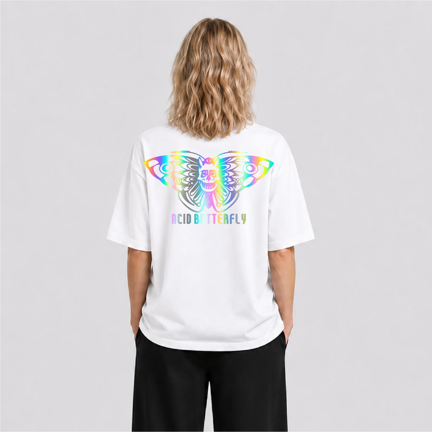 Acid Butterfly Reflektörlü Oversize Unisex Tişört