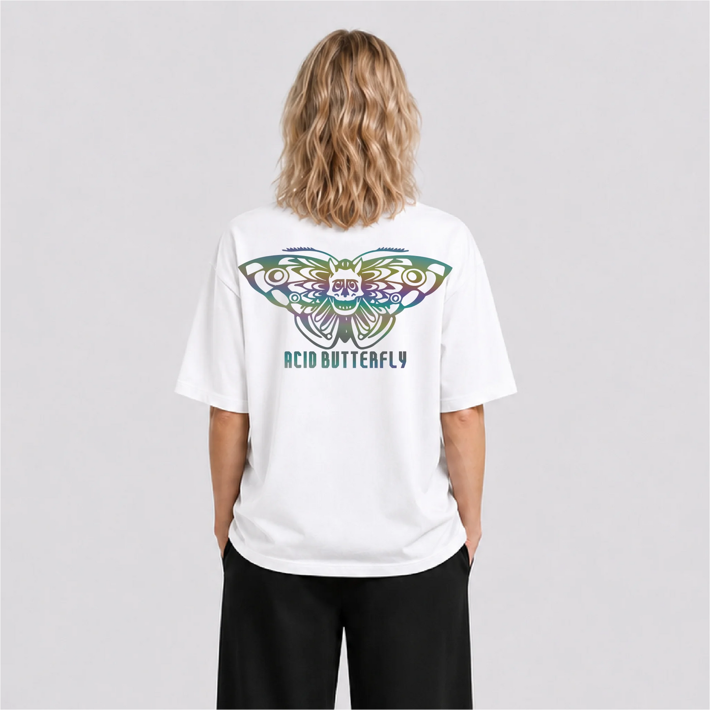 Acid Butterfly Reflektörlü Oversize Unisex Tişört