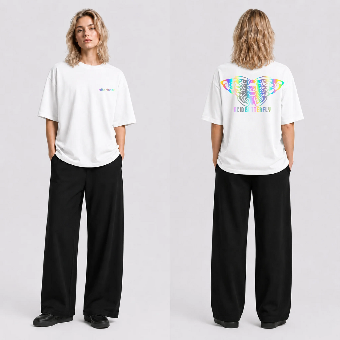 Acid Butterfly Reflektörlü Oversize Unisex Tişört