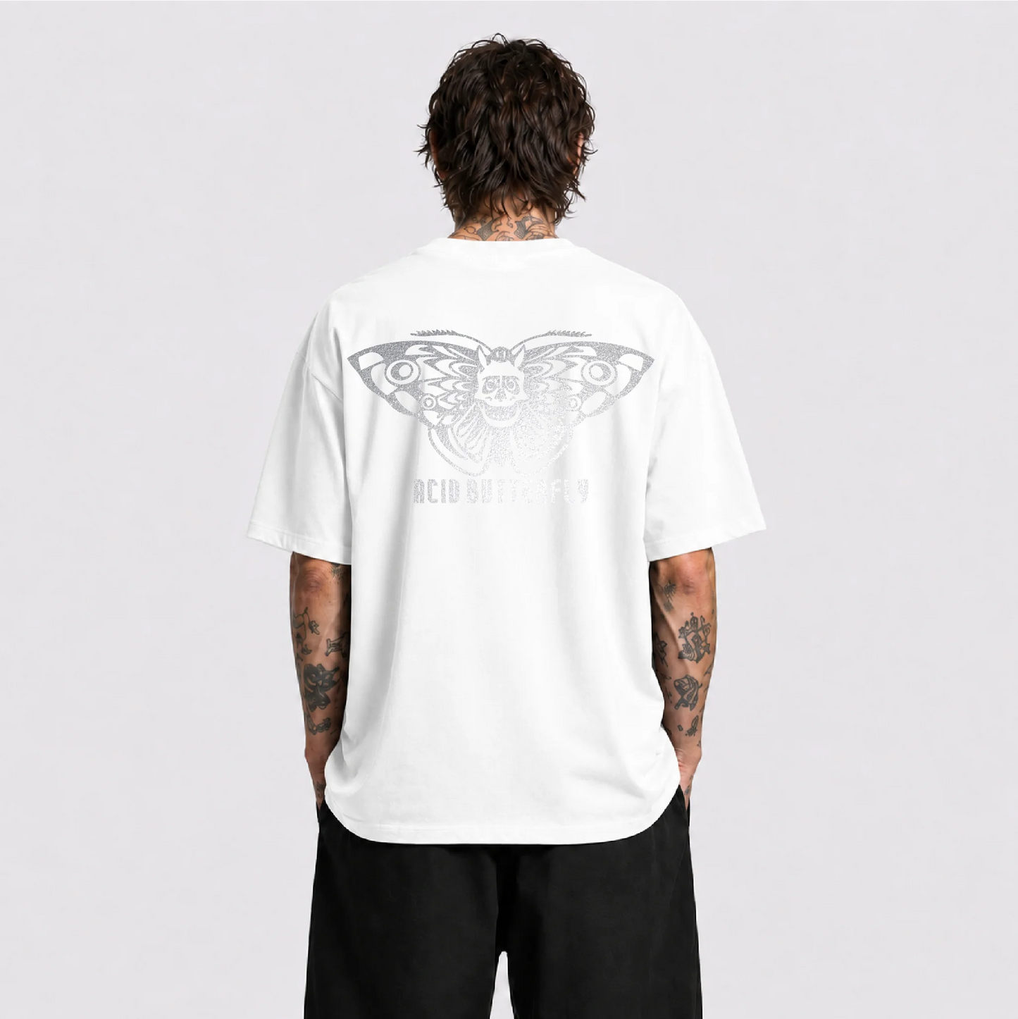 Acid Butterfly Reflektörlü Oversize Unisex Tişört
