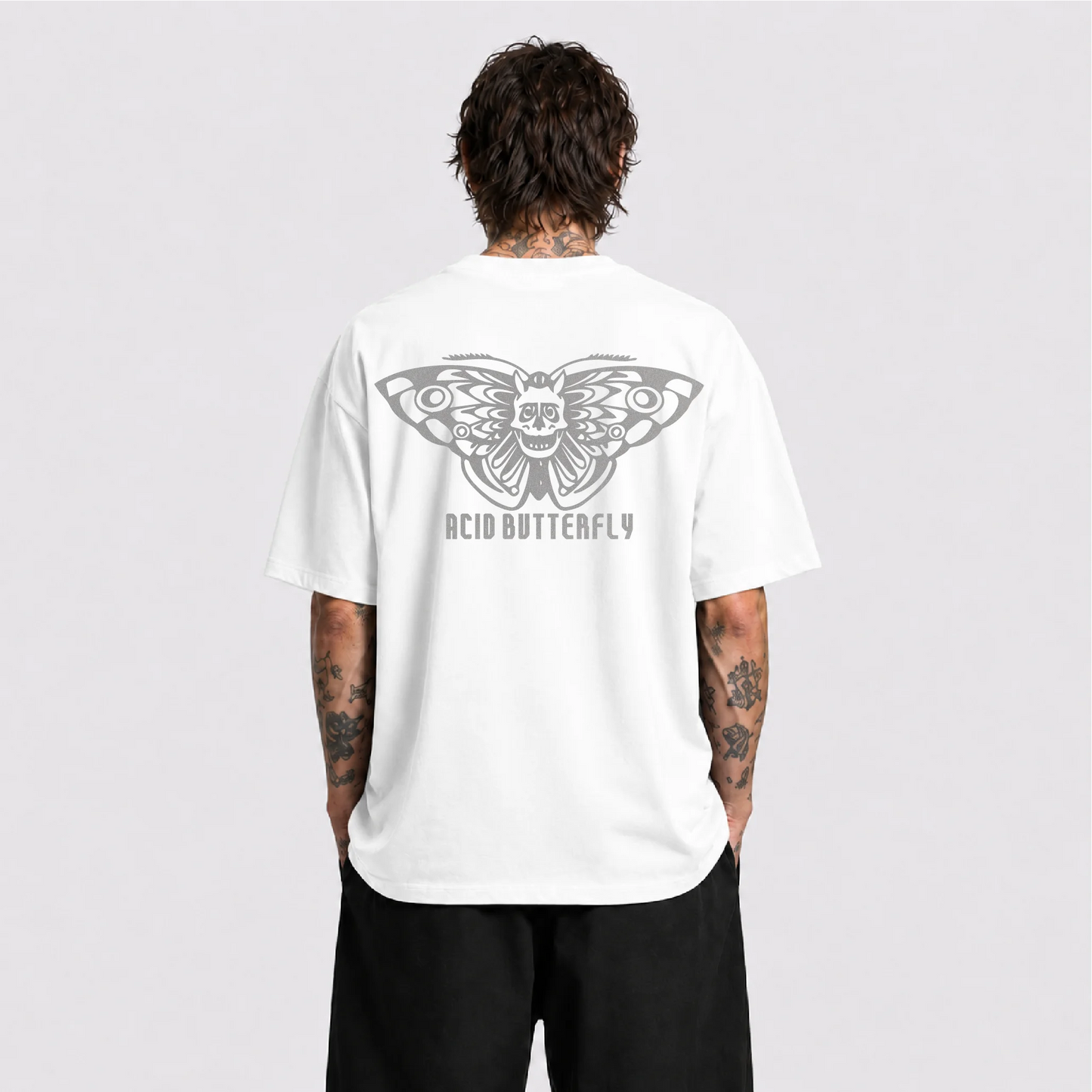 Acid Butterfly Reflektörlü Oversize Unisex Tişört