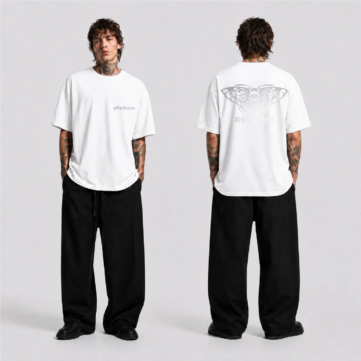 Acid Butterfly Reflektörlü Oversize Unisex Tişört