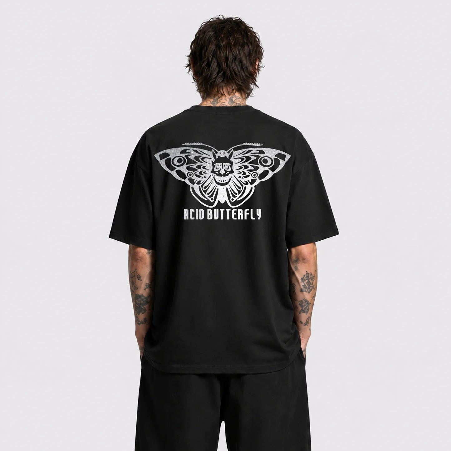 Acid Butterfly Reflektörlü Oversize Unisex Tişört