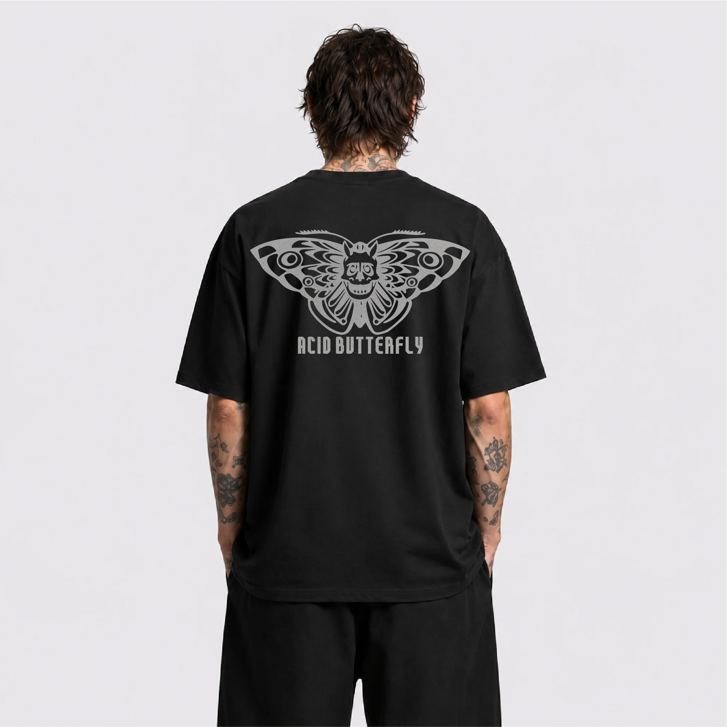 Acid Butterfly Reflektörlü Oversize Unisex Tişört