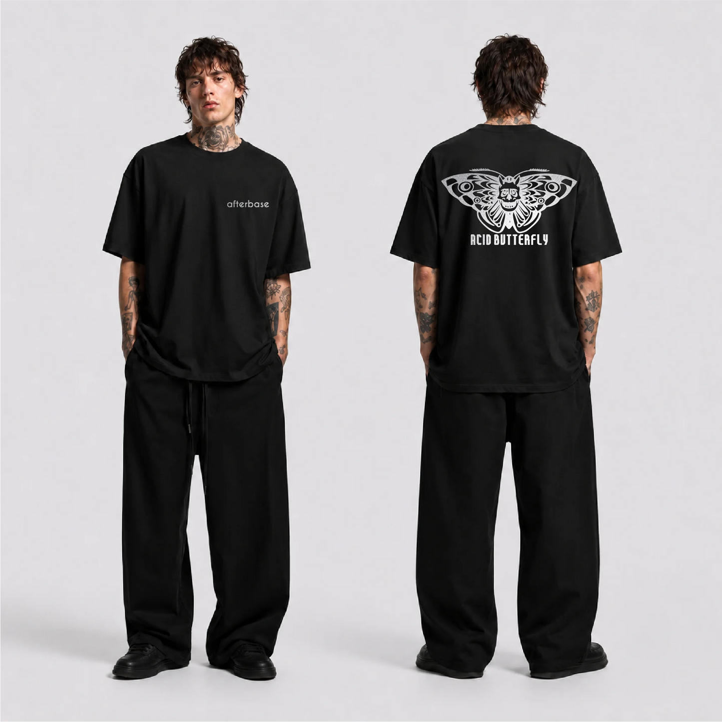 Acid Butterfly Reflektörlü Oversize Unisex Tişört
