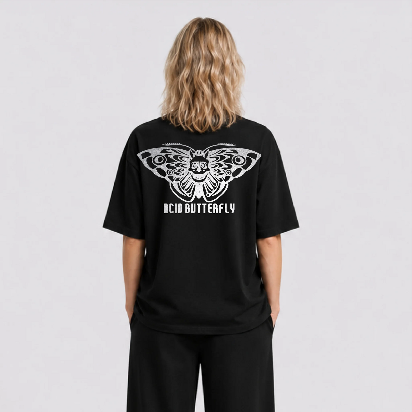 Acid Butterfly Reflektörlü Oversize Unisex Tişört