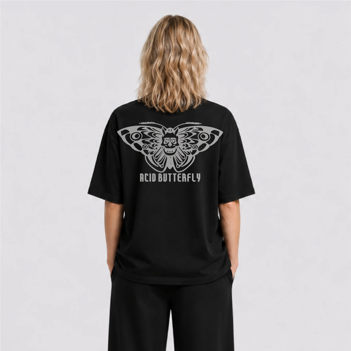 Acid Butterfly Reflektörlü Oversize Unisex Tişört