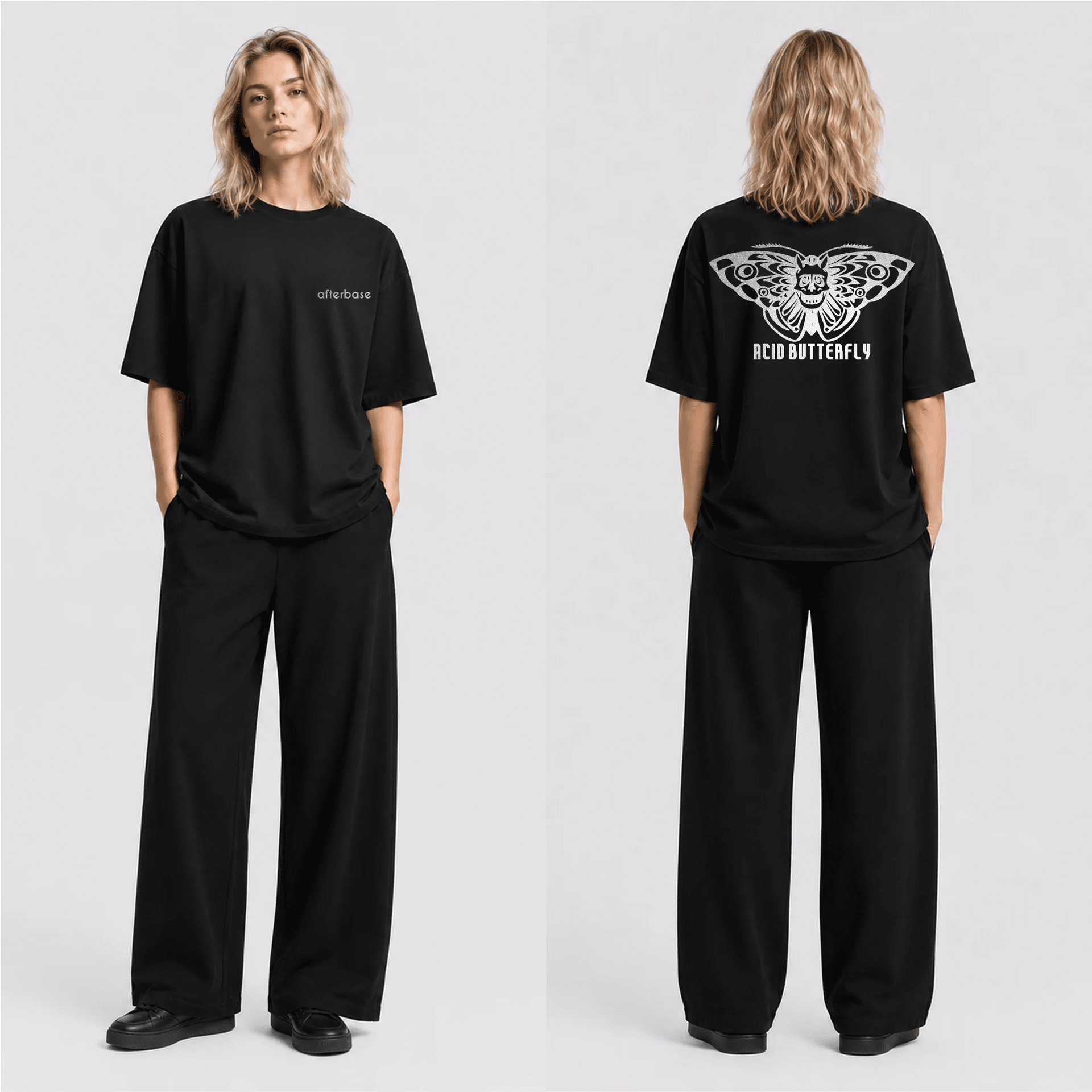 Acid Butterfly Reflektörlü Oversize Unisex Tişört