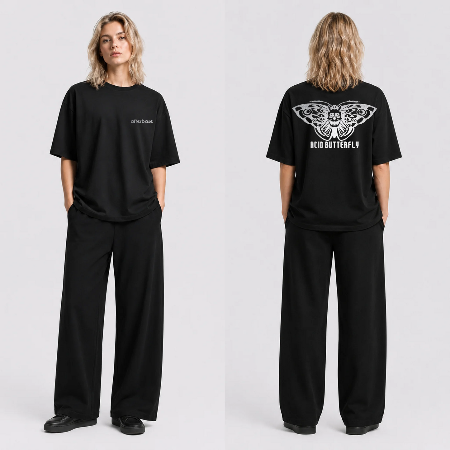 Acid Butterfly Reflektörlü Oversize Unisex Tişört