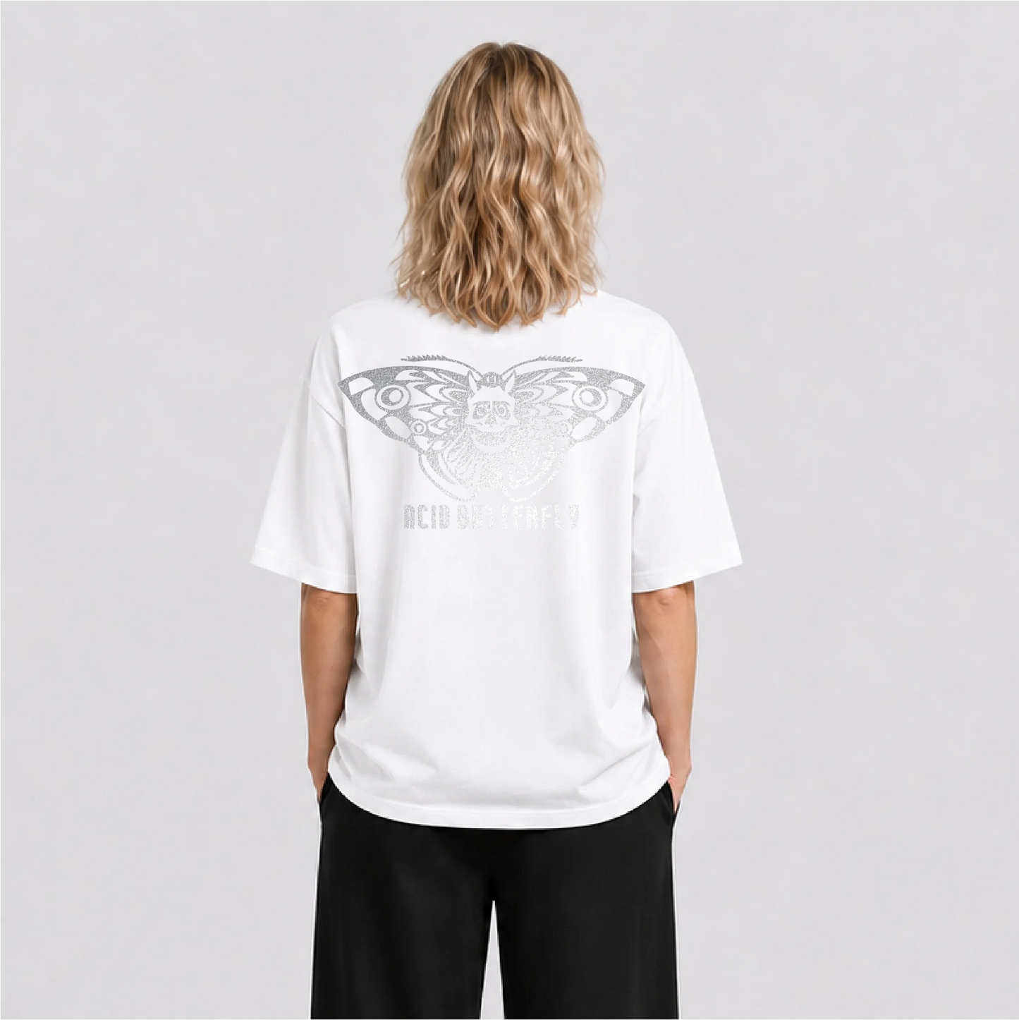 Acid Butterfly Reflektörlü Oversize Unisex Tişört
