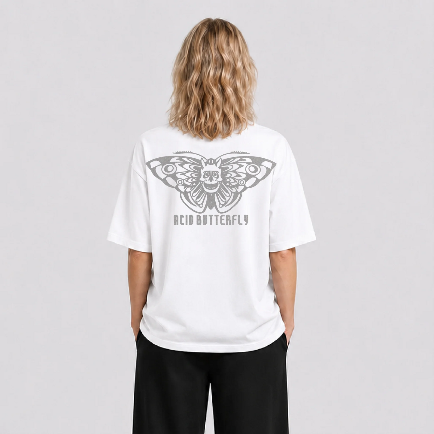 Acid Butterfly Reflektörlü Oversize Unisex Tişört