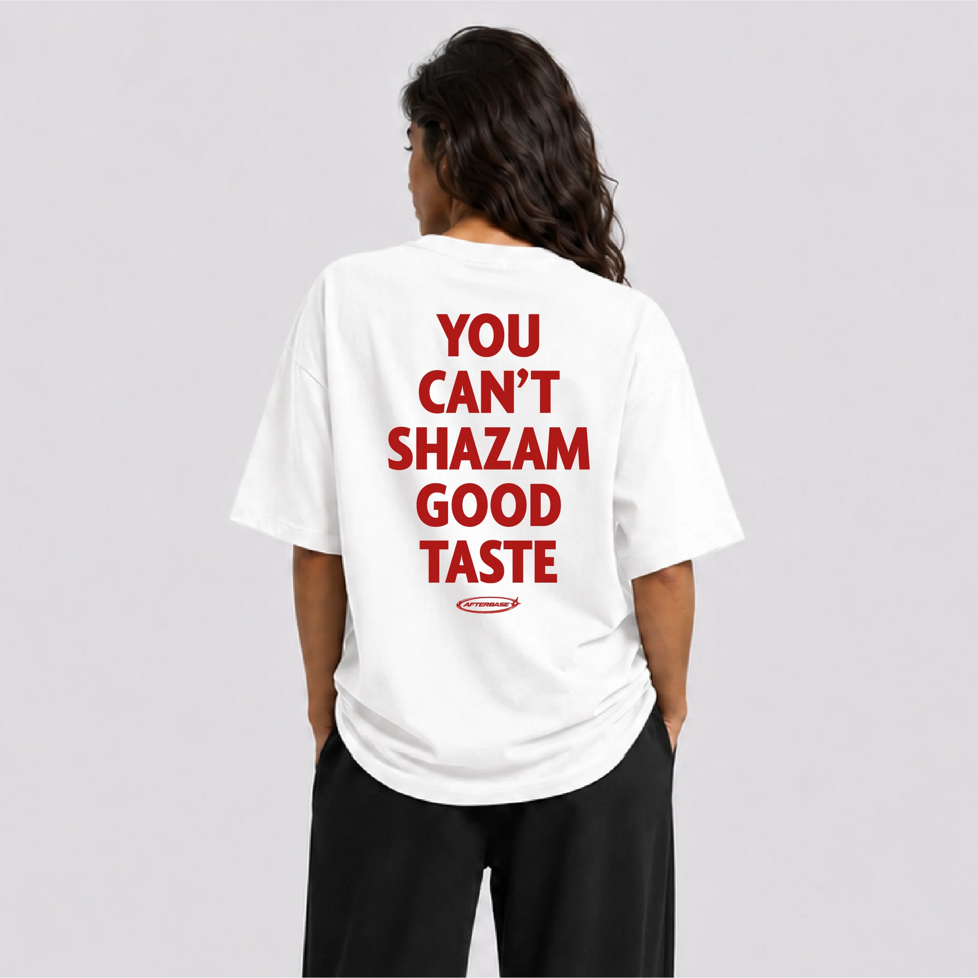 Afterbase You Can't Shazam Good Taste oversize tişört - kadın model