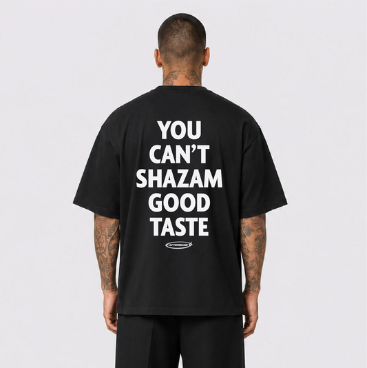 Afterbase You Can't Shazam Good Taste siyah oversize tişört - erkek model