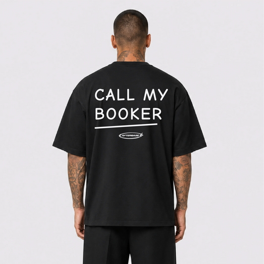 Afterbase Call My Booker siyah oversize tişört - erkek model