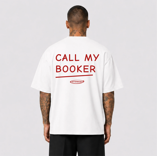 Afterbase Call My Booker beyaz oversize tişört - erkek model