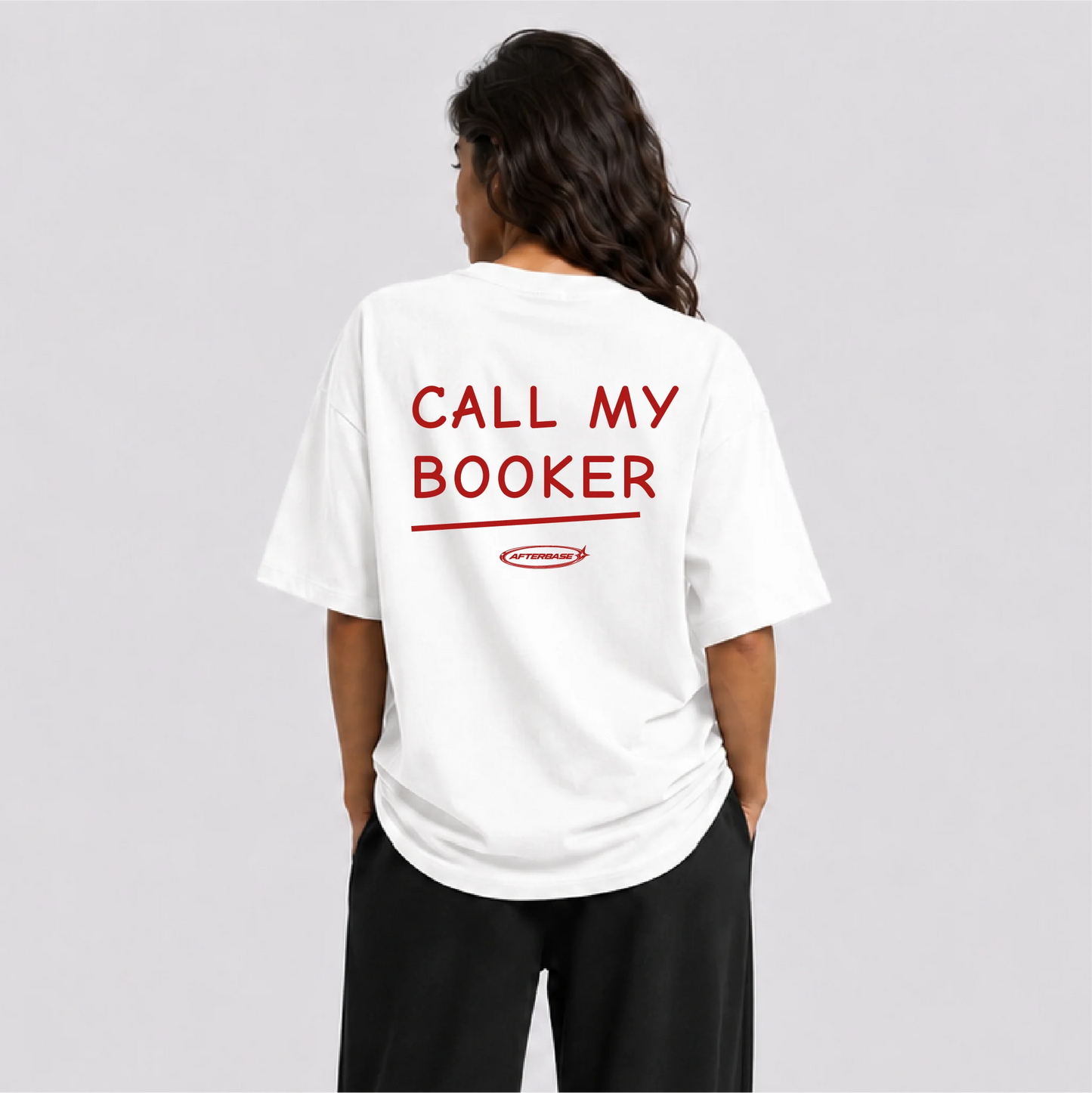 Afterbase Call My Booker oversize tişört - kadın model