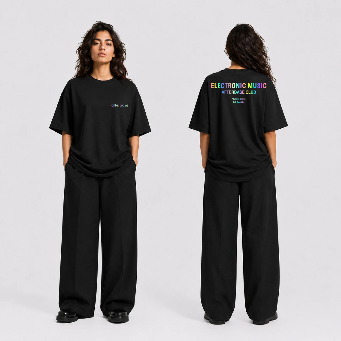 Electronic Music Reflektörlü Oversize Unisex Tişört