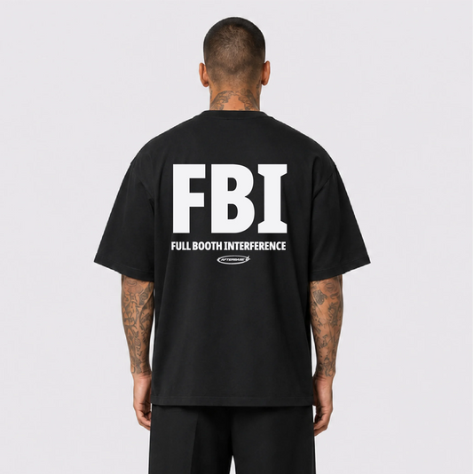 Afterbase FBI – Full Booth Interference siyah oversize tişört - erkek model