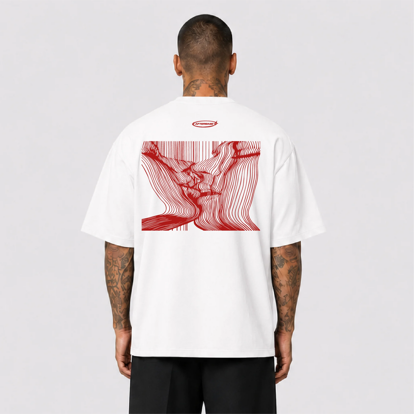 Afterbase Kissing Couple beyaz oversize tişört - erkek model