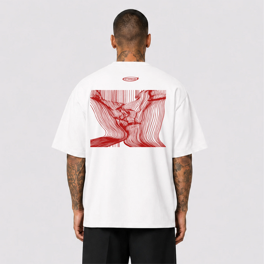 Afterbase Kissing Couple beyaz oversize tişört - erkek model