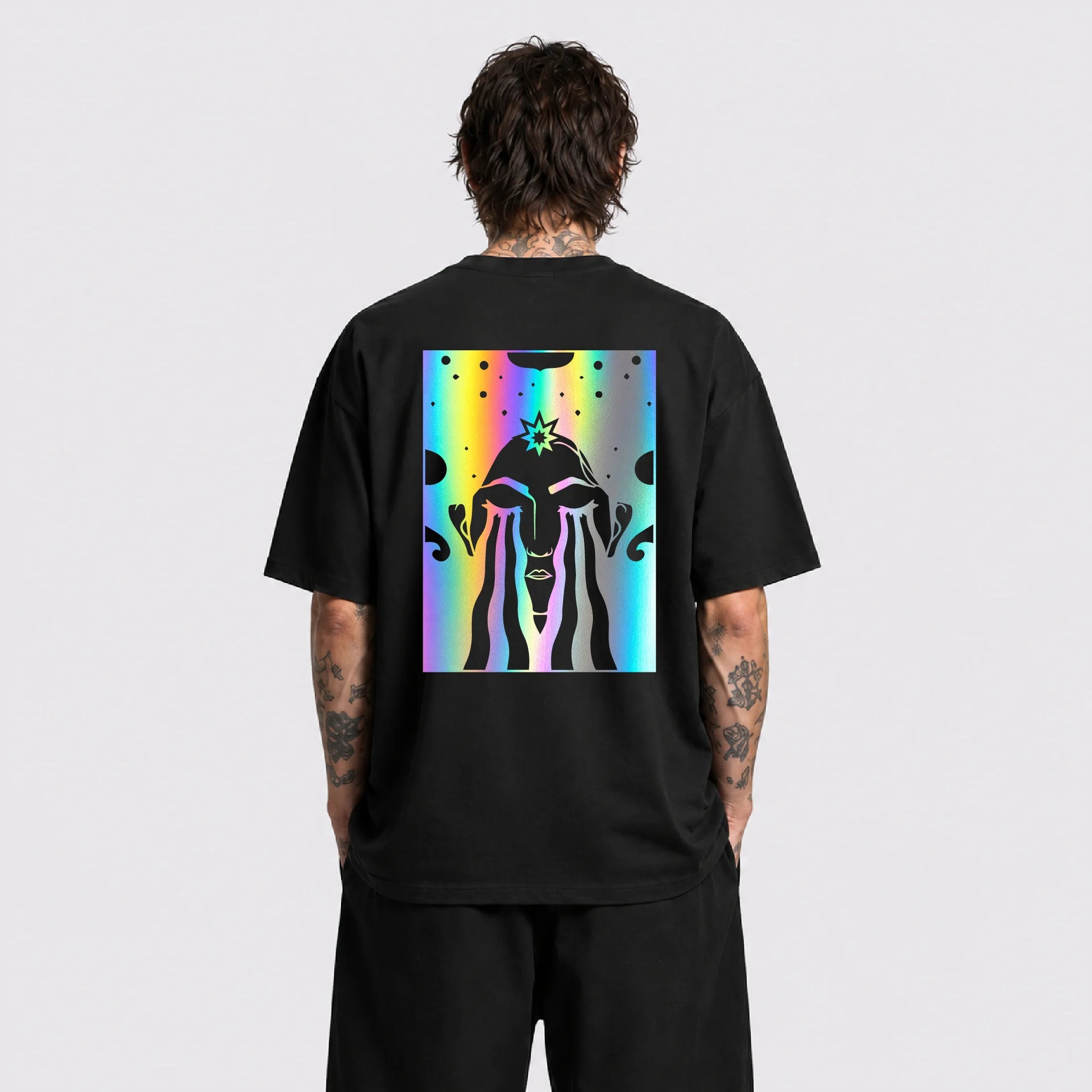 Acid Cry Reflektörlü Oversize Unisex Tişört