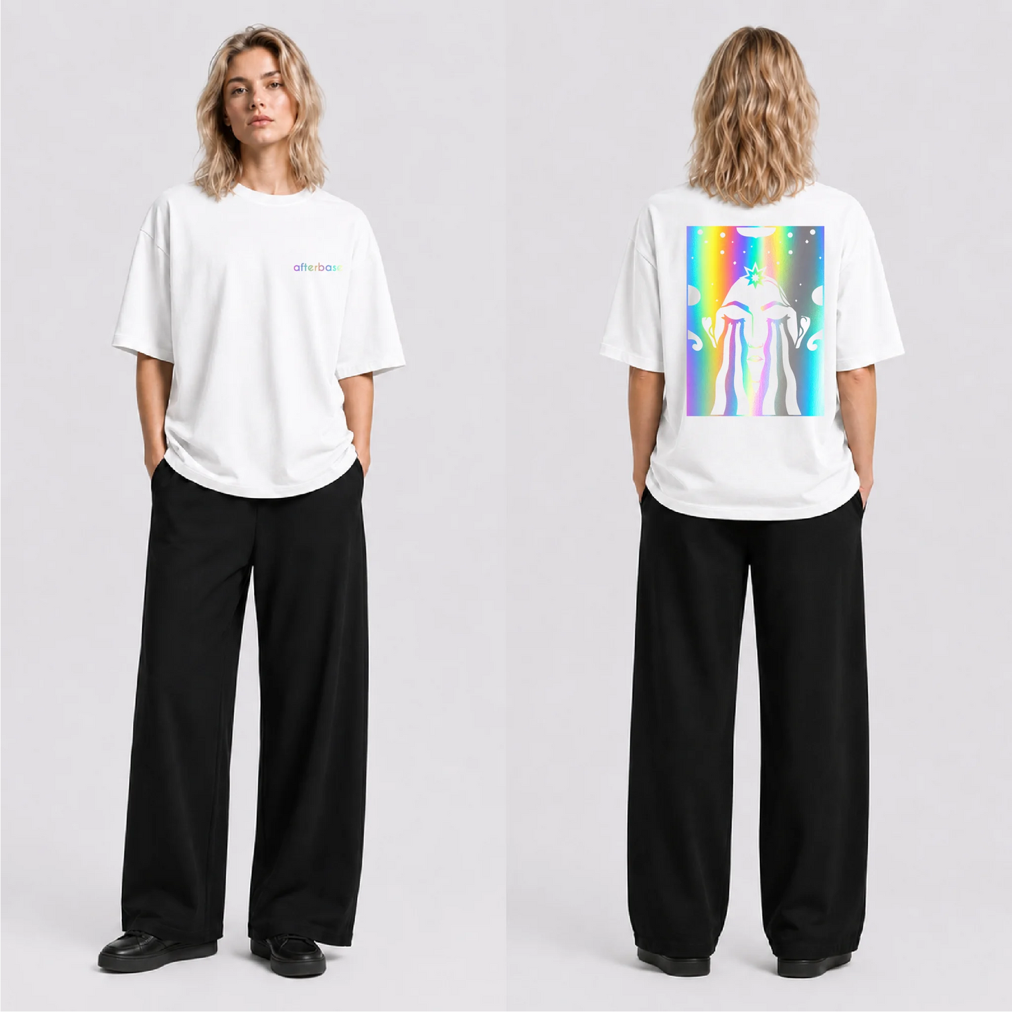 Acid Cry Reflektörlü Oversize Unisex Tişört