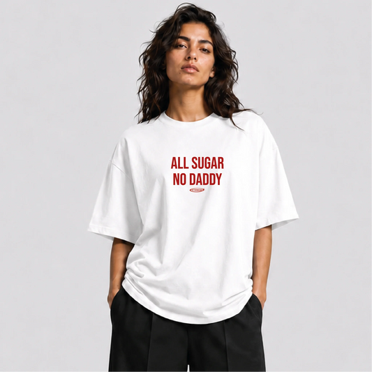 Afterbase All Sugar No Daddy beyaz oversize tişört - kadın model
