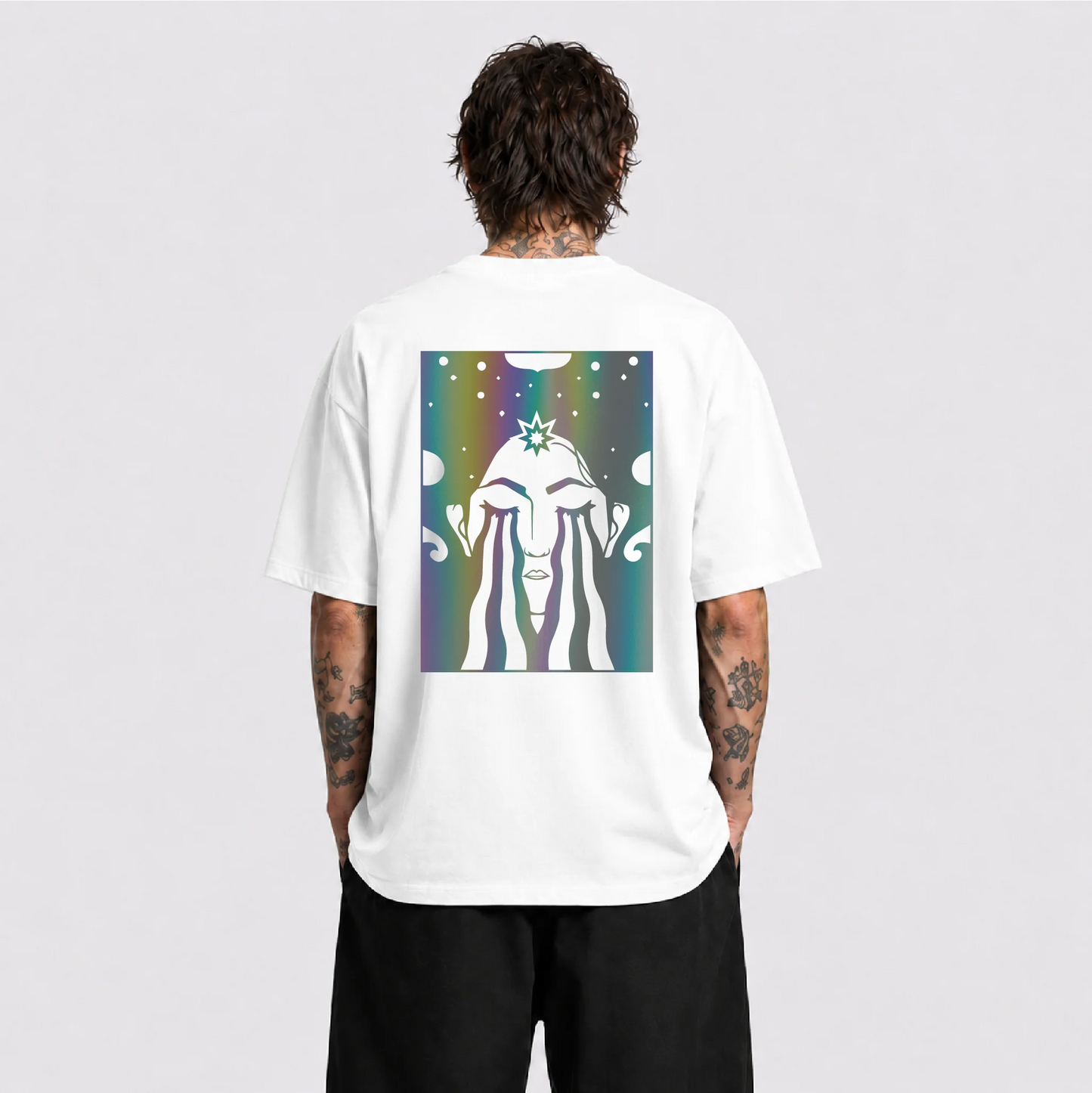 Acid Cry Reflektörlü Oversize Unisex Tişört