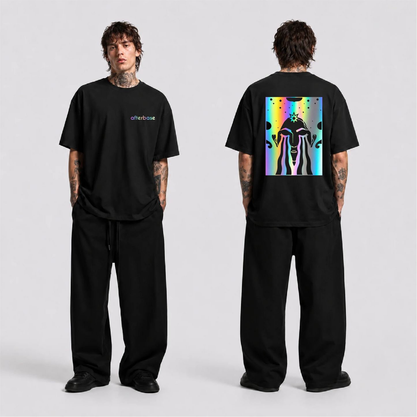 Acid Cry Reflektörlü Oversize Unisex Tişört