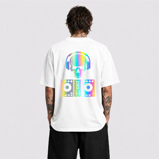 DJ Skull Reflektörlü Oversize Unisex Tişört