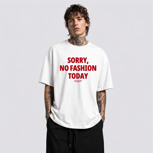 Afterbase No Fashion Today beyaz oversize tişört - erkek model