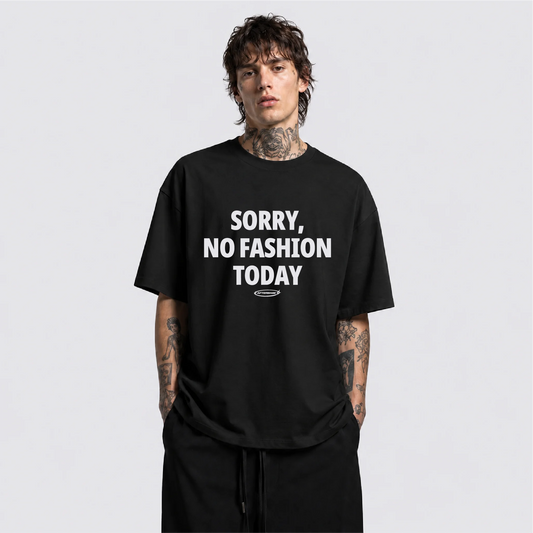 Afterbase No Fashion Today siyah oversize tişört - erkek model